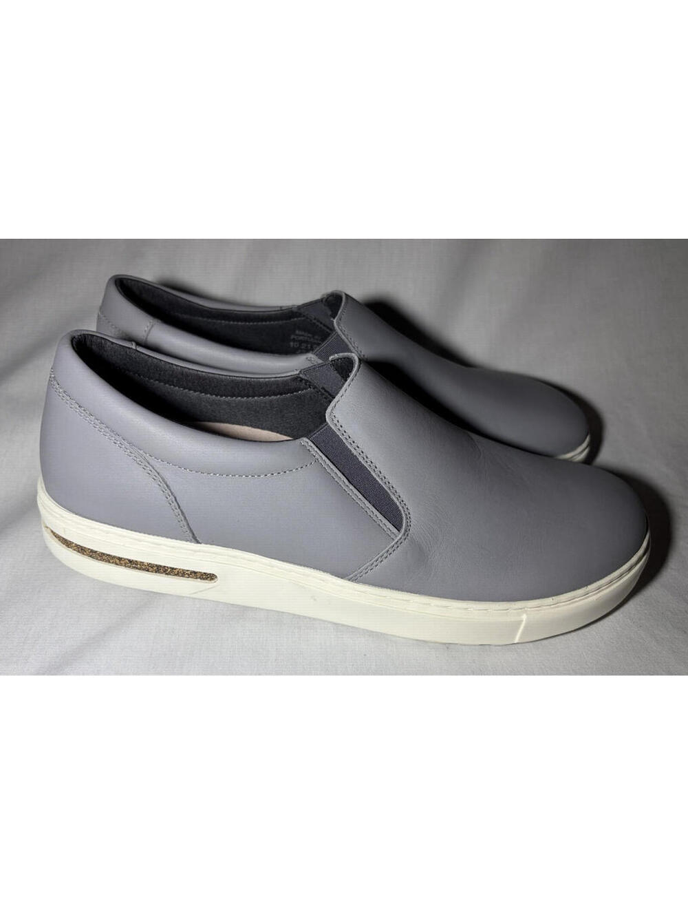 Birkenstock Oswego Men’s Leather Slip-On Casual Shoes Round Toe Gray 10